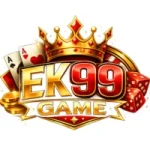EK99 Game logo with crown, dice, cards, and golden casino theme